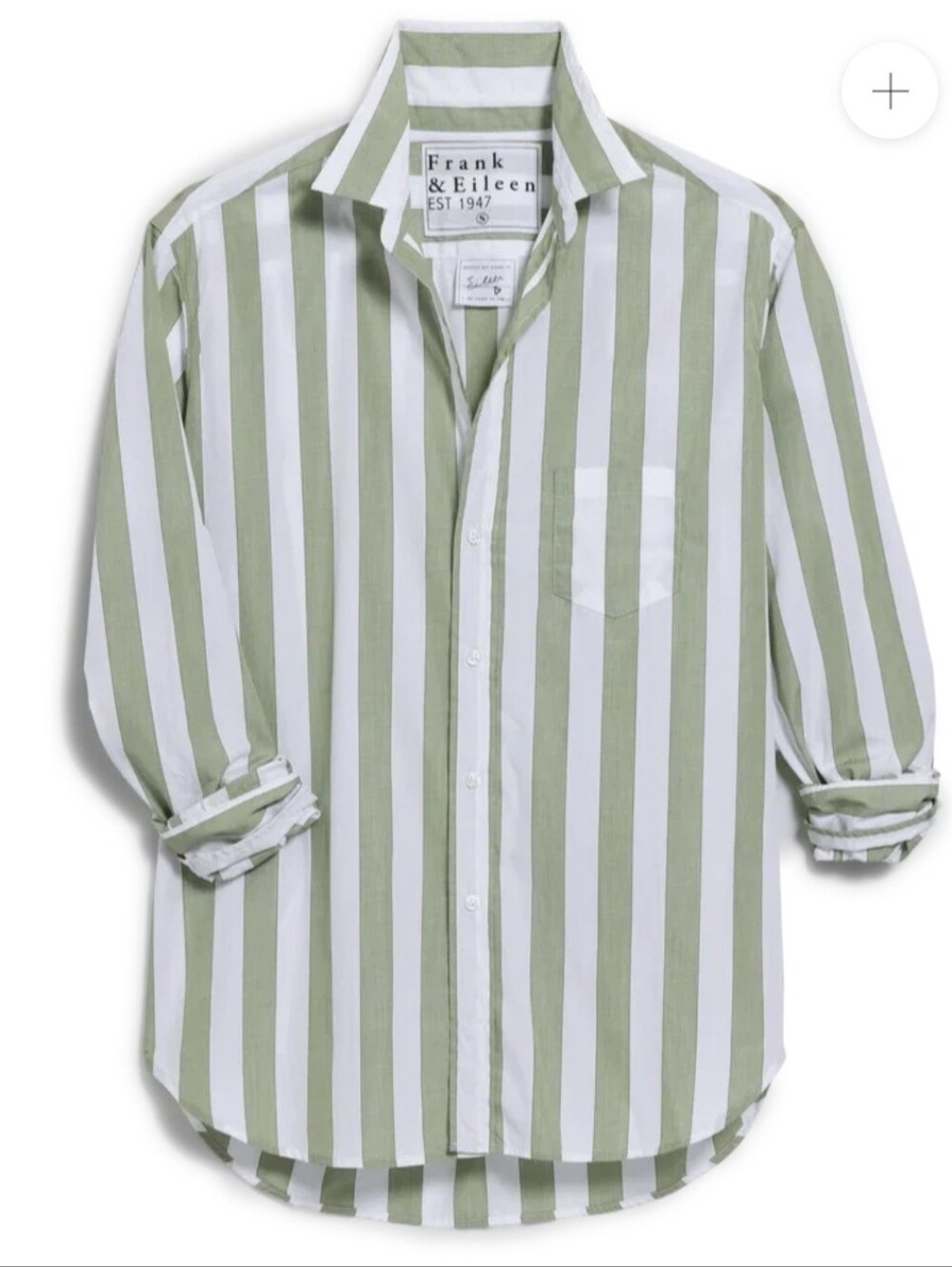 Frank & Eileen - Eileen Sage Green Stripe Shirt Size Large